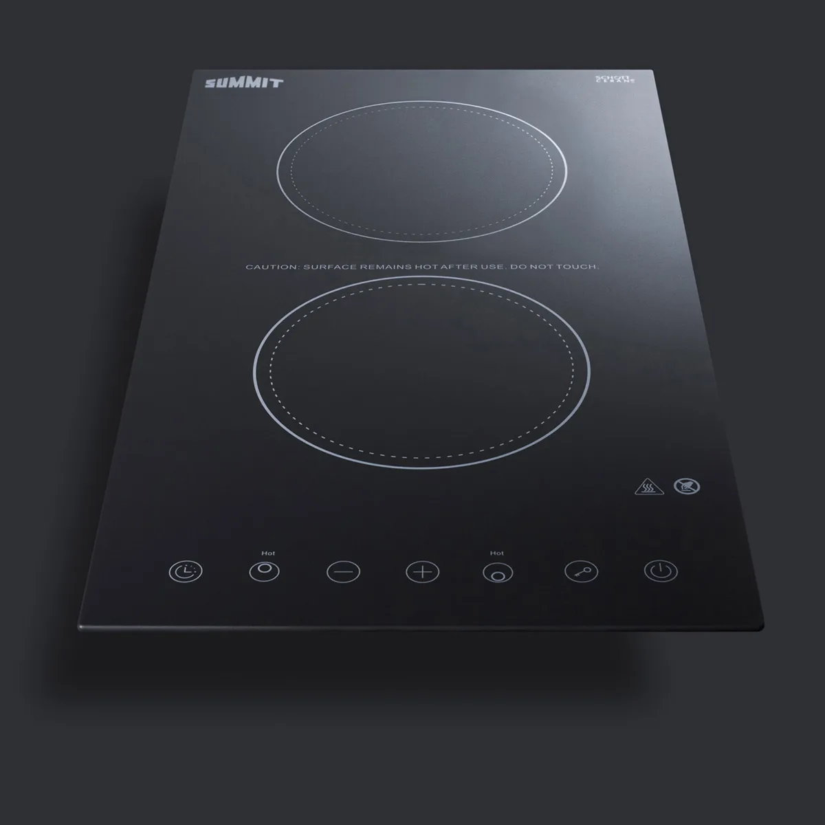 Summit CR2B15T1B 12" Electric Radiant Cooktop w/ (2) Burners, Black Ceramic Glass, Digital Controls, 2.4 kW, 115v