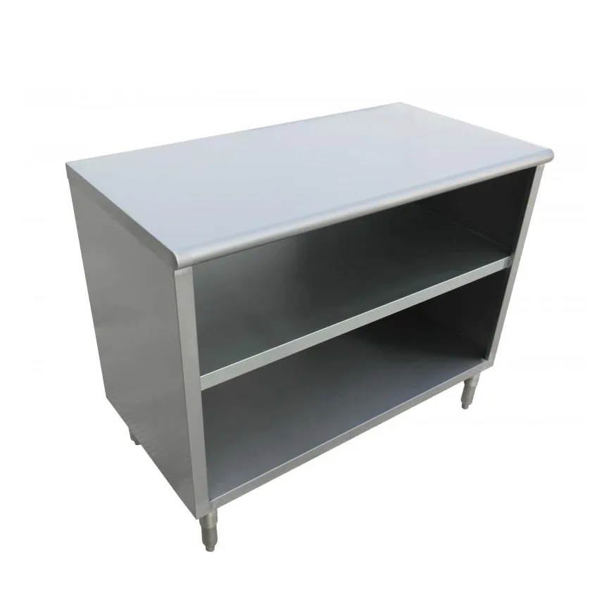 Omcan USA 38031 72"x15" Dish Cabinet with Fixed Mid-Shelf, 18 Gauge Stainless Steel Flat Top
