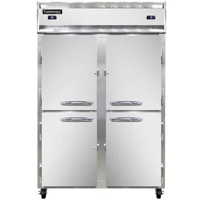 Continental Refrigerator 2RFNSAHD 52" 2-Section Reach-In Refrigerator Freezer Combo w/ 4 Half Solid Doors