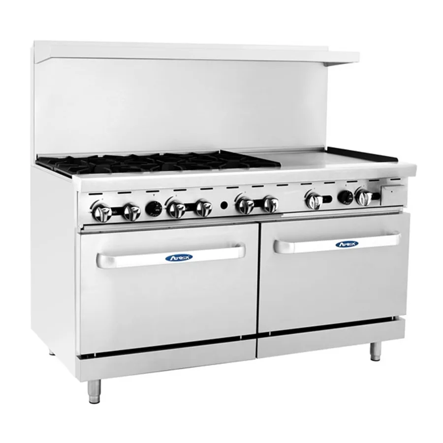 Atosa USA AGR-6B24GR-NG 60" Gas Restaurant Range w/ (6) Open Burners, 24" Griddle, 294.000 BTU 