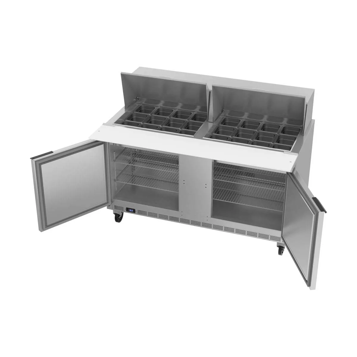 Beverage Air SPE60HC-24M 60" Mega Top Sandwich / Salad Prep Table w/ 2 Doors, 24 Pans, 16 cu. ft.
