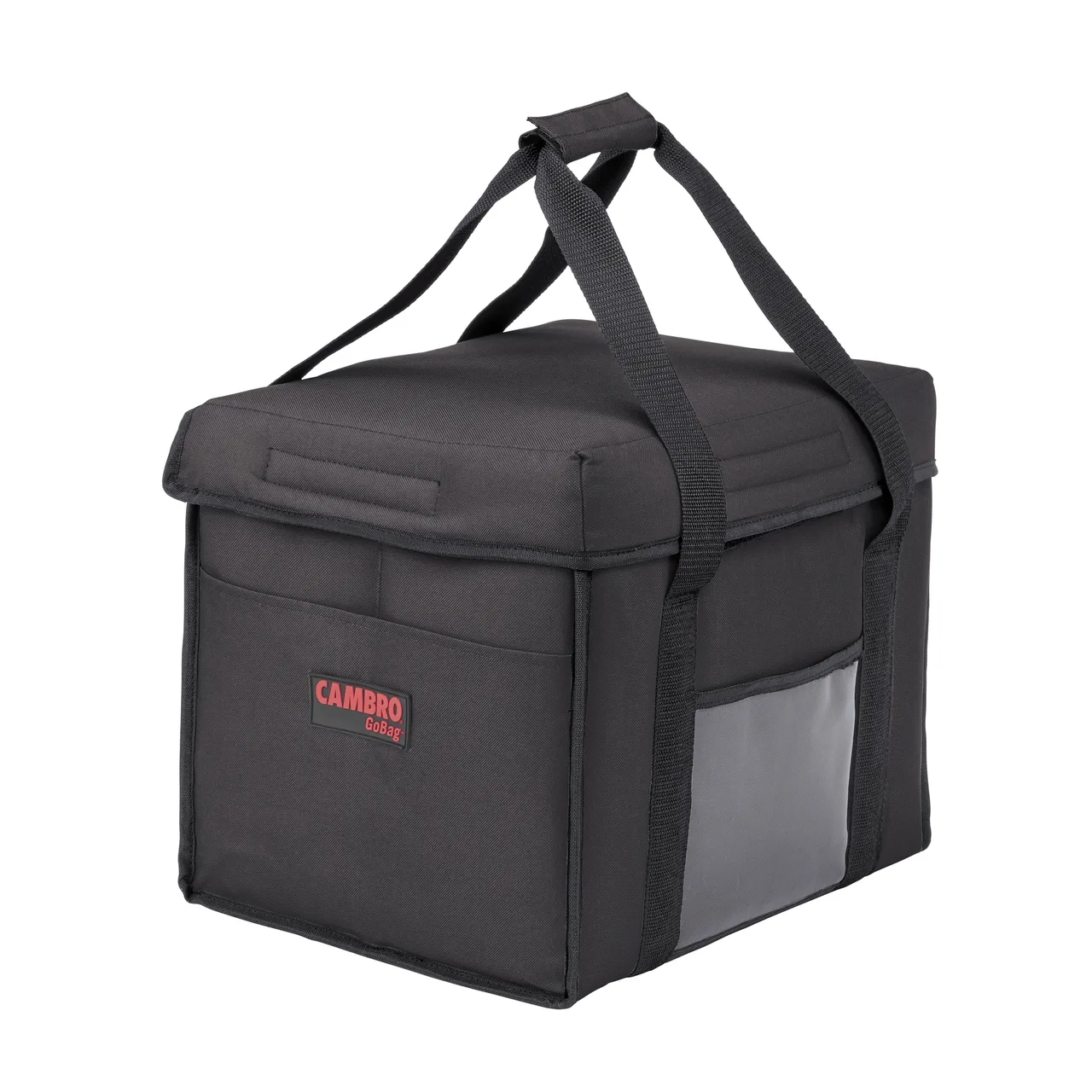 Cambro GBD151212110 GoBag Sandwich Delivery Bag, 15x12x12 inches, Black Nylon, Velcro Lid, Sewn-in Ticket Pouch, Side Pocket, High Density Insulation