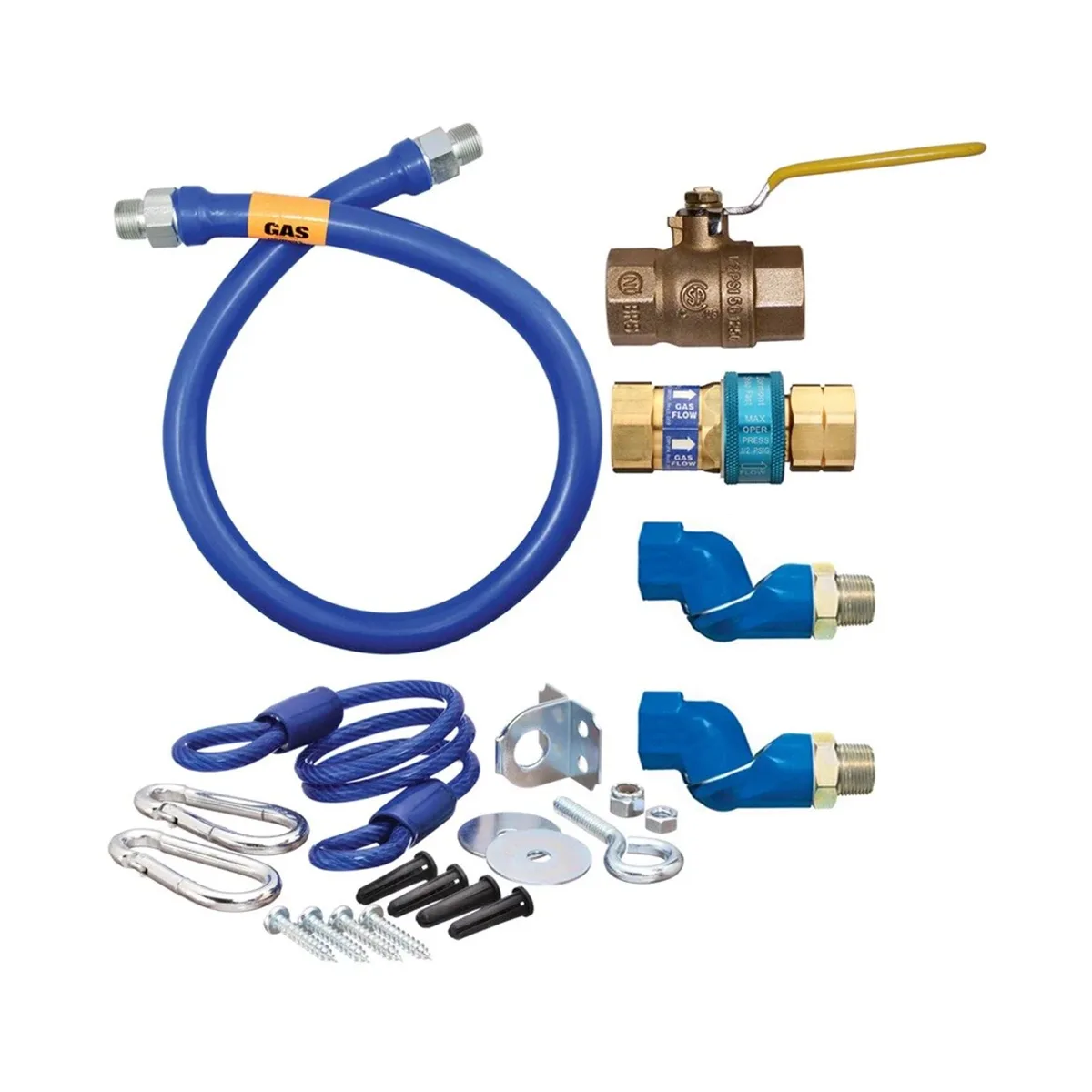 Dormont 16100KIT2S24 Deluxe SnapFast 24" Gas Connector Kit w/ Two Swivels, Restraining Cable, 1" Dia.