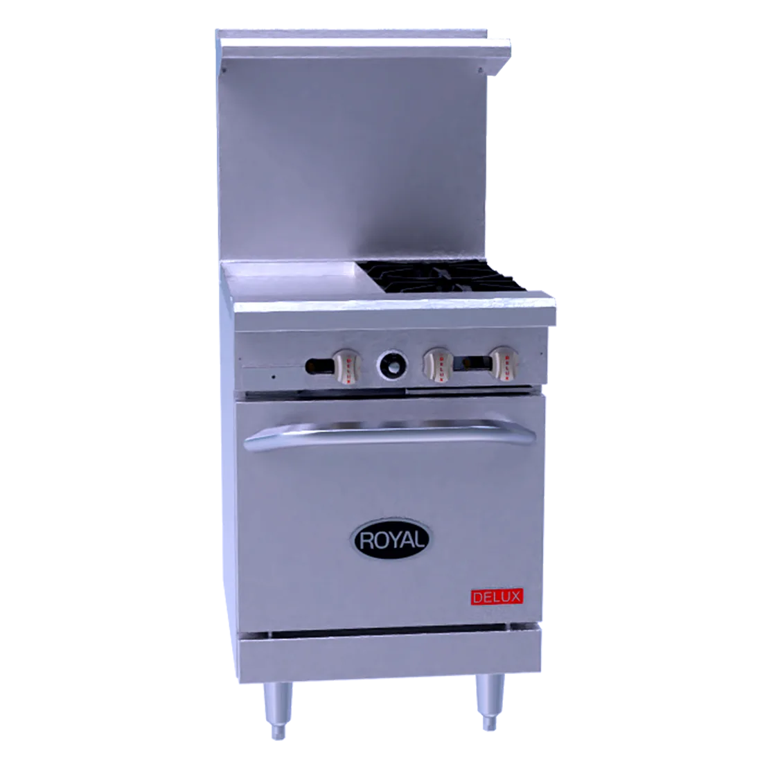 Royal Range of California RDR-G24 24" Gas Restaurant Range w/ 24" Full Griddle, (1) Space Saver Oven, 67.000 BTU