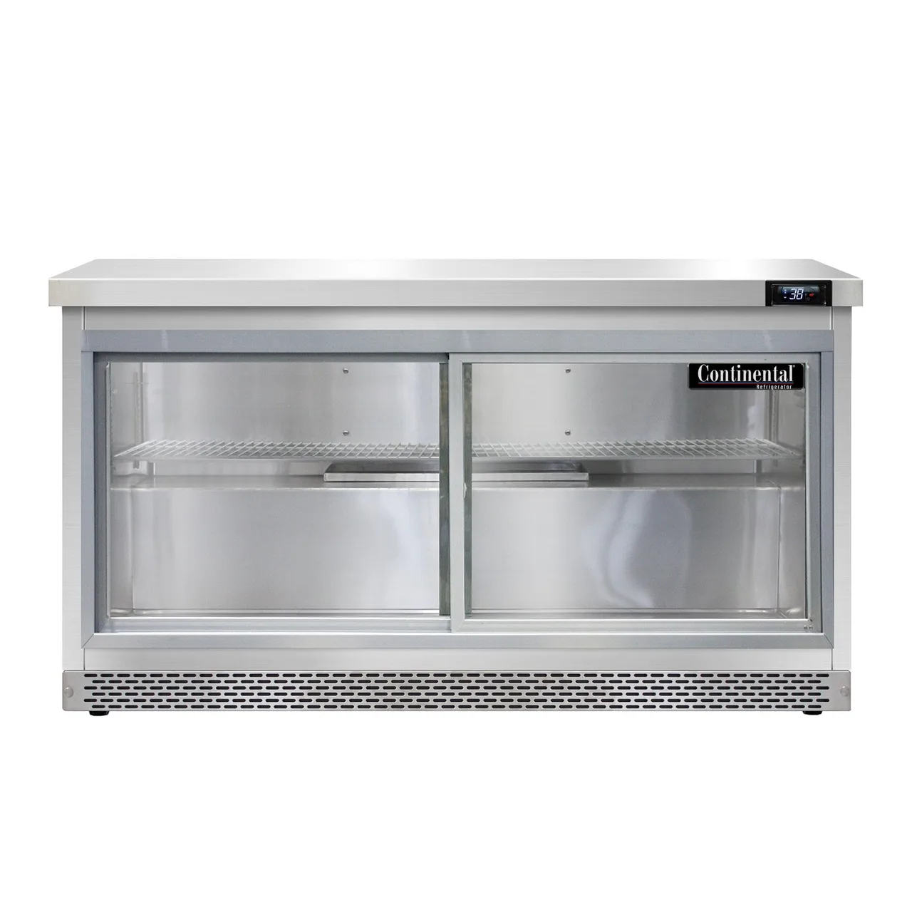 Continental Refrigerator SW60NSGD-FB 60" Worktop Refrigerator w/ 2 Sliding Glass Doors, 17 cu. ft.