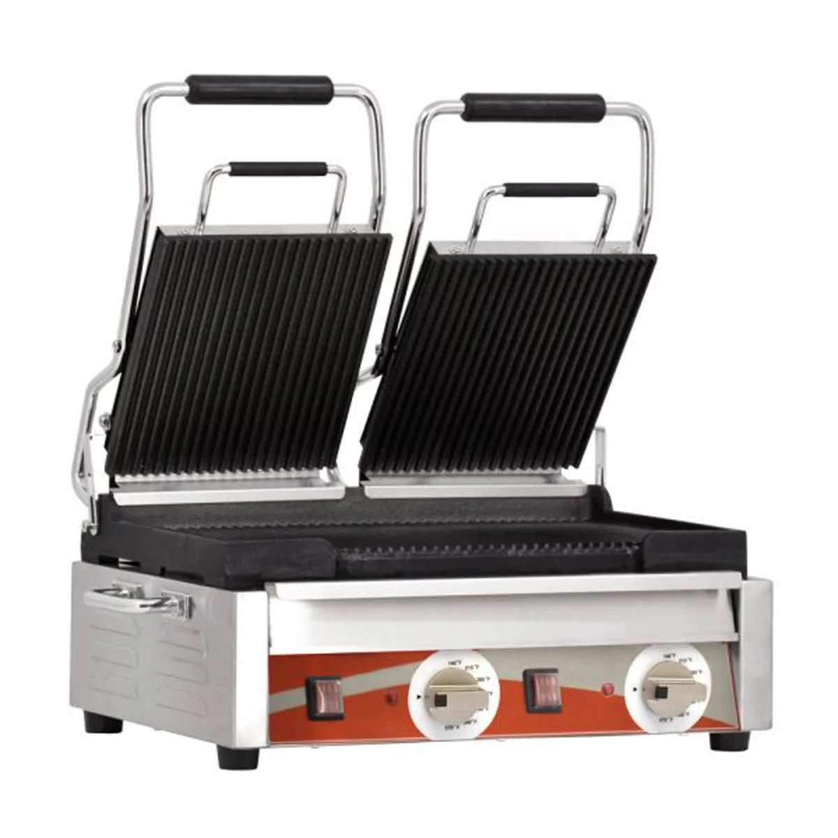Omcan USA 19937 Single Sandwich Panini Grill w/ 18" x 10" Grooved Plates, 220V