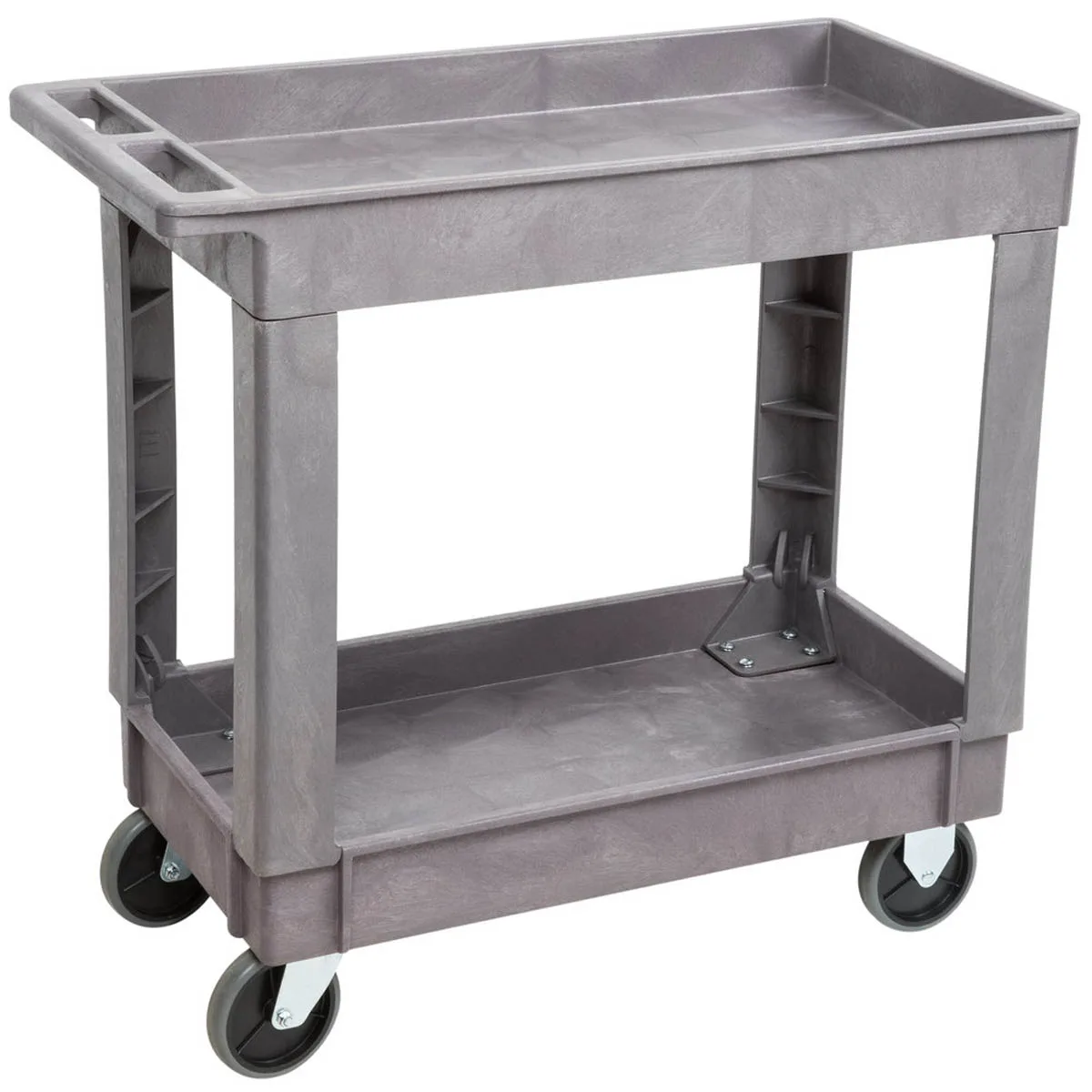 Lakeside 2521 Gray 2-Shelf Plastic Deep Well Utility Cart - 17 1/2" x 34 1/2" x 32 3/4"