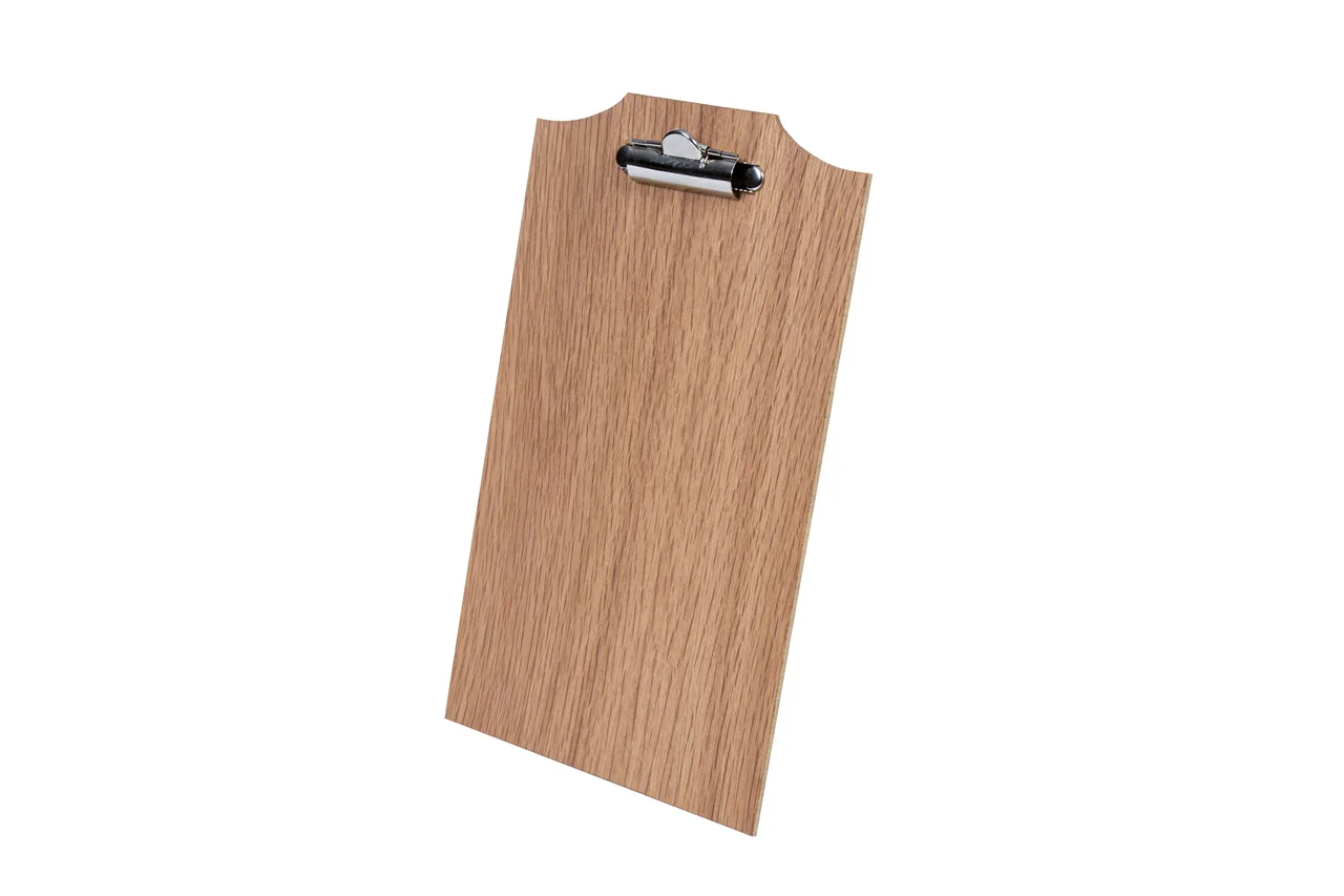Select Concept BQ246L A5 Menu Board, 6.250"W x 10.980"D x 0.790"H, Oak Finish, Restaurant Signage