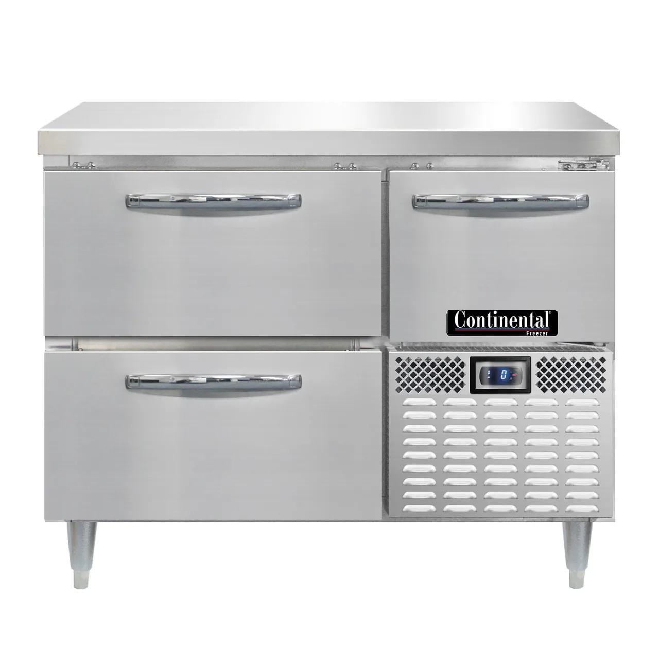 Continental Refrigerator DFA43NSS-D 43" 2-Section Worktop Freezer w/ 2 Drawers & 1 Half Door