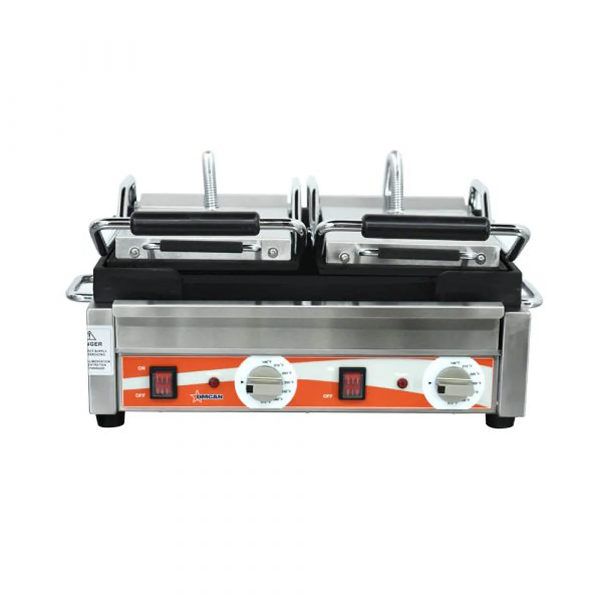 Omcan USA 21466 Double Sandwich Panini Grill w/ 18" x 10" Smooth Plates, 220V