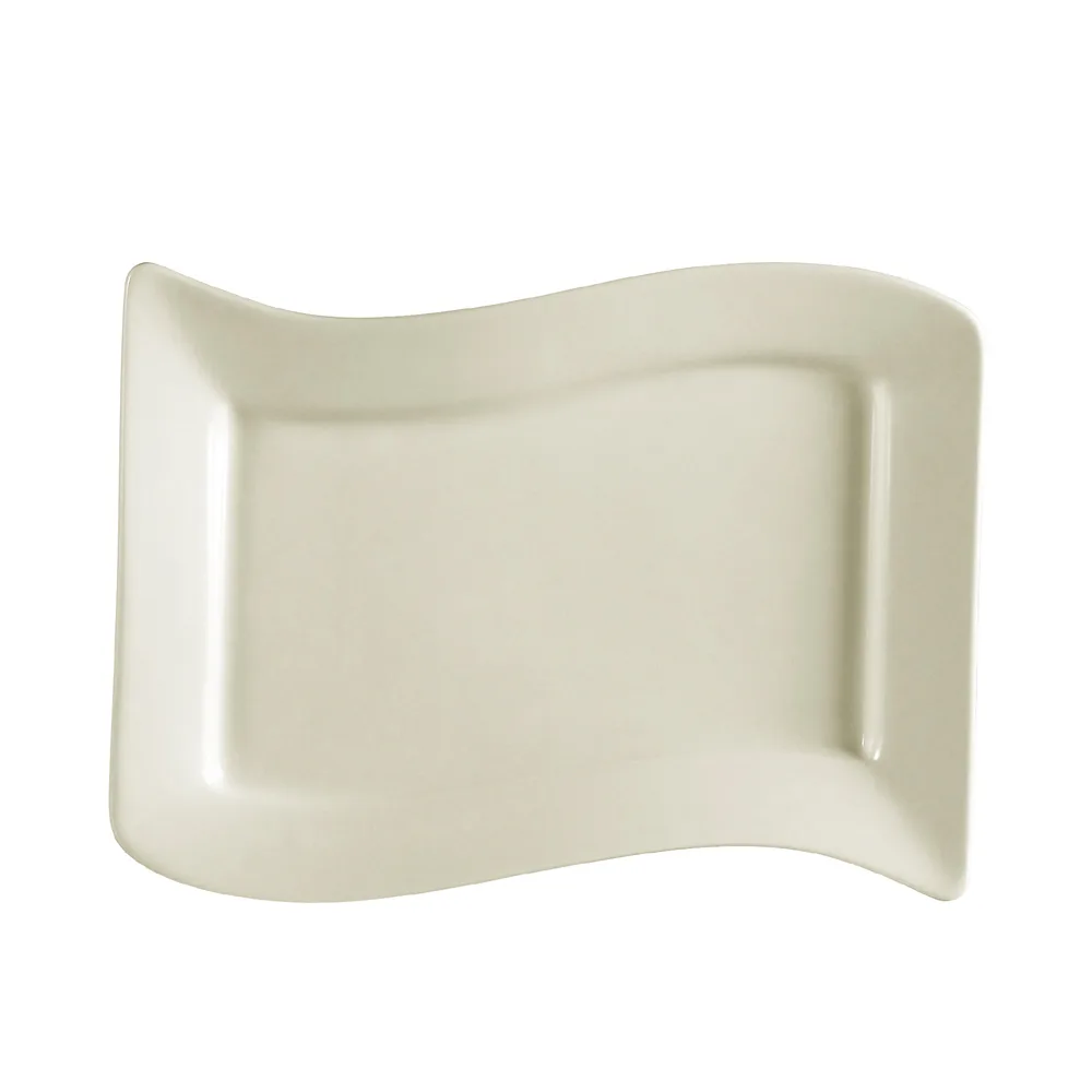 CAC China SOH-51 Soho Platter – 15-1/2" L x 10-1/2" W x 1-3/4" H Rect. White Ceramic - Dozen