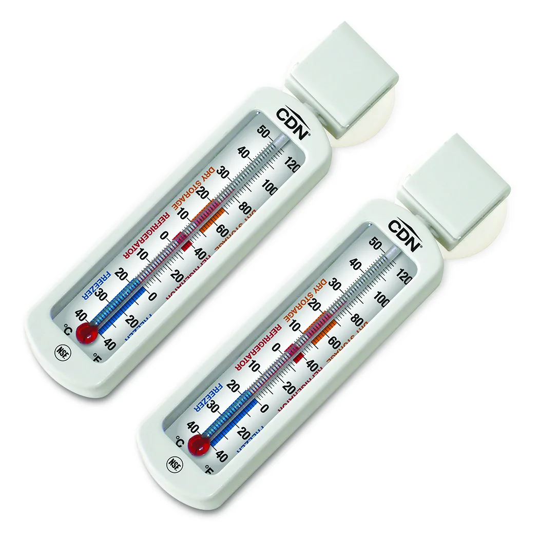 CDN EFG120-X2 Refrigerator/Freezer Thermometer -40 to +120°F 1/2"W x 2-1/4"H ABS Non-Mercuric Pack