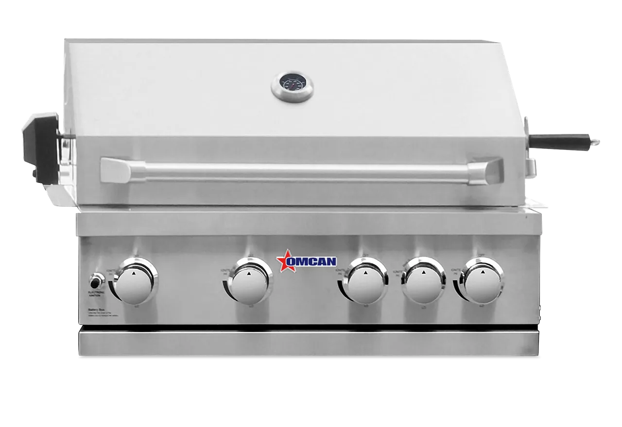 Omcan USA 47876 32" Countertop Outdoor LP Gas BBQ Grill, 5 Burners, 59.500 BTU