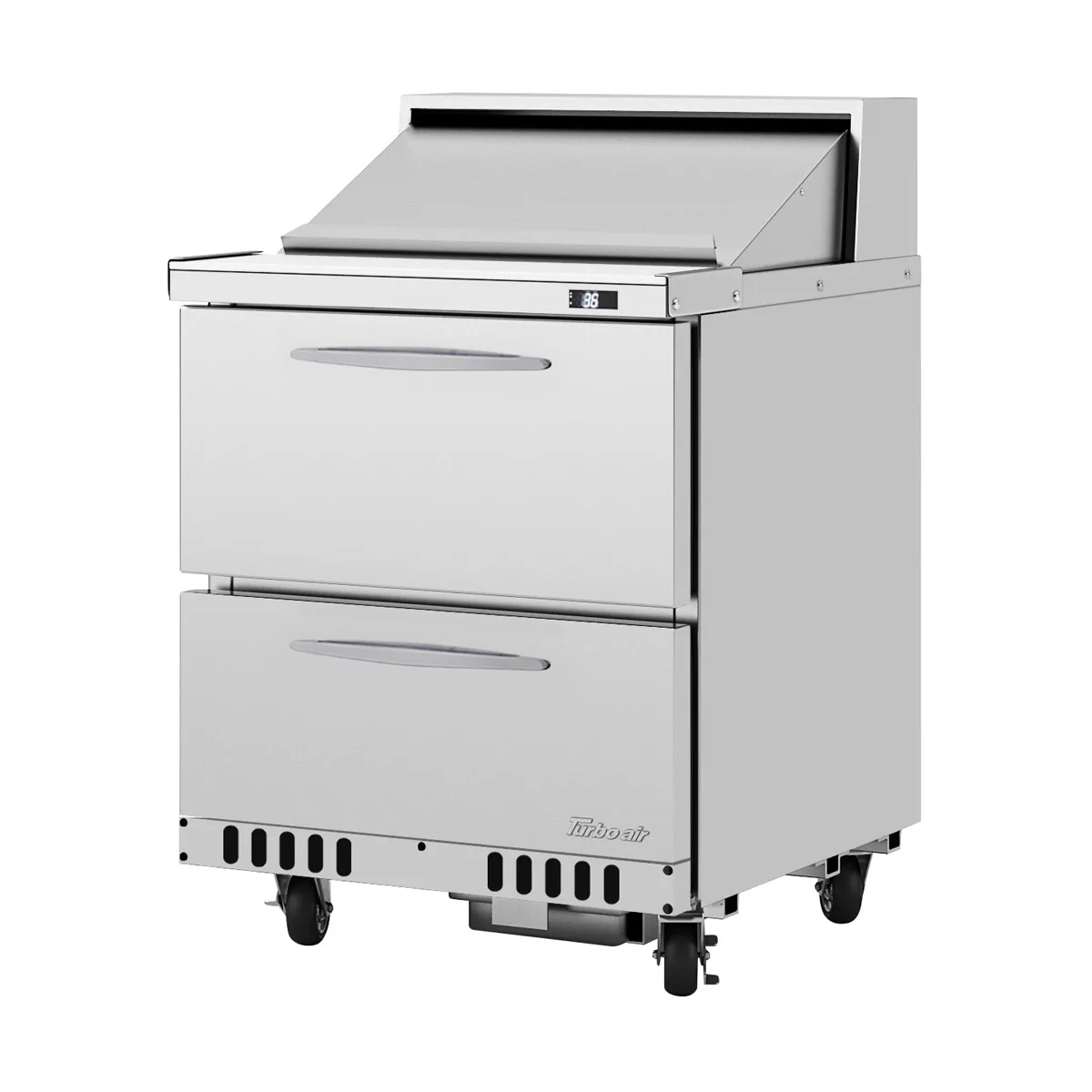 Turbo Air PST-28-D2-FB-N 27" 1-Section Sandwich and Salad Prep Table w/ 2 Drawers, 8 Pans, Stainless Steel