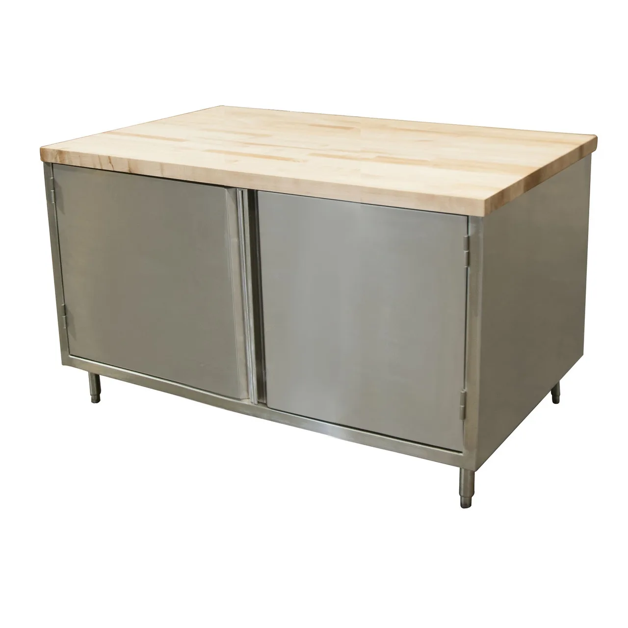 BK Resources CMT-3048H Chef Table, Cabinet Base with Hinged Doors