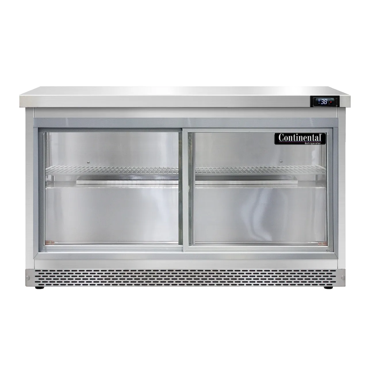 Continental Refrigerator SW48NSGD-FB 48" Worktop Refrigerator w/ 2 Sliding Glass Doors, 13.4 cu. ft.