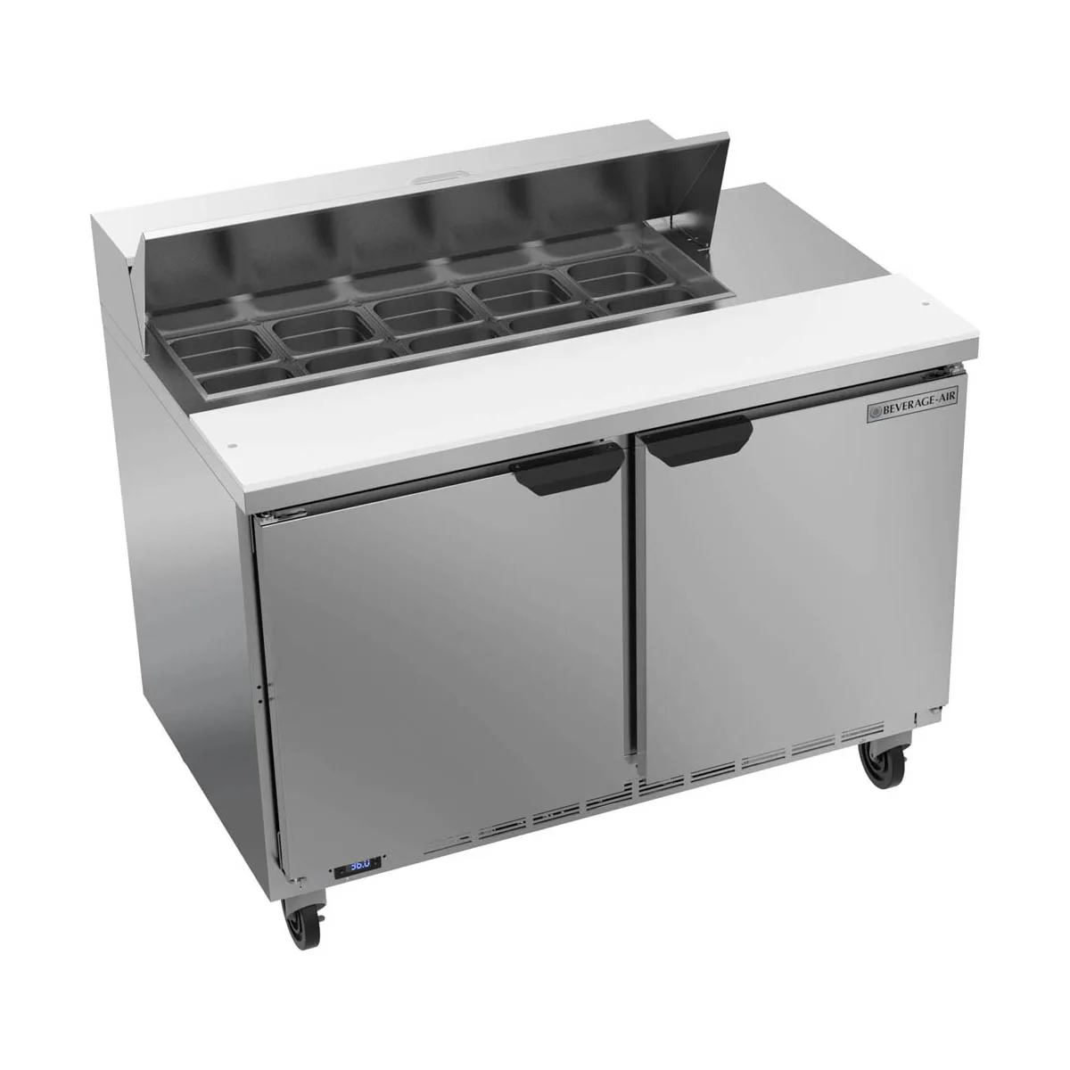 Beverage Air SPE48HC-10 48" Two Section Sandwich/Salad Prep Table w/ 2 Doors, 10 pans, 13 cu. ft.