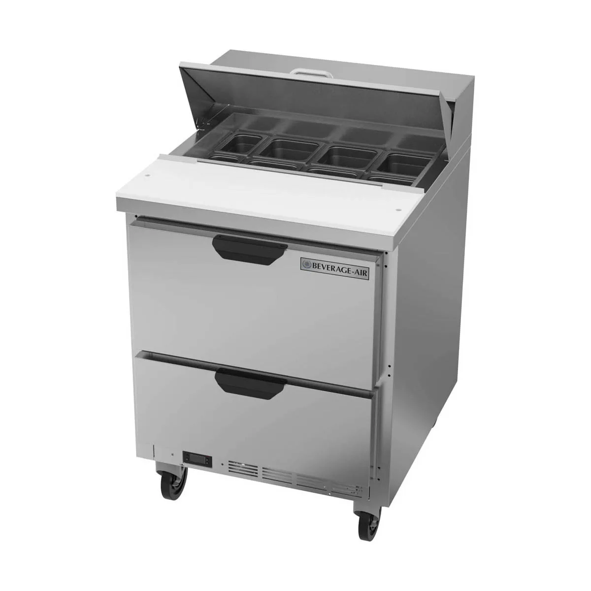 Beverage Air SPED27HC 27" One Section Sandwich/Salad Prep Table w/ 2 Drawers, 6 pans, 6.75 cu. ft.