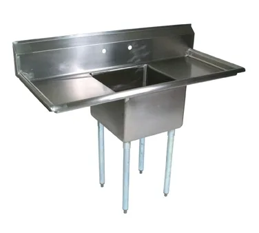 John Boos E1S8-24-14T24-X 72" One Compartment Sink, 24"W x 24"L Bowl With 2 Drainboards