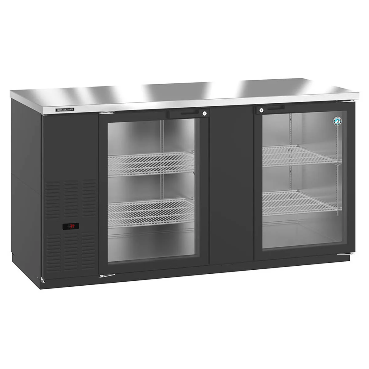 Hoshizaki BB69-G 69" Two Section 2 Swinging Glass Door Back Bar Cooler, 22.14 cu. ft.