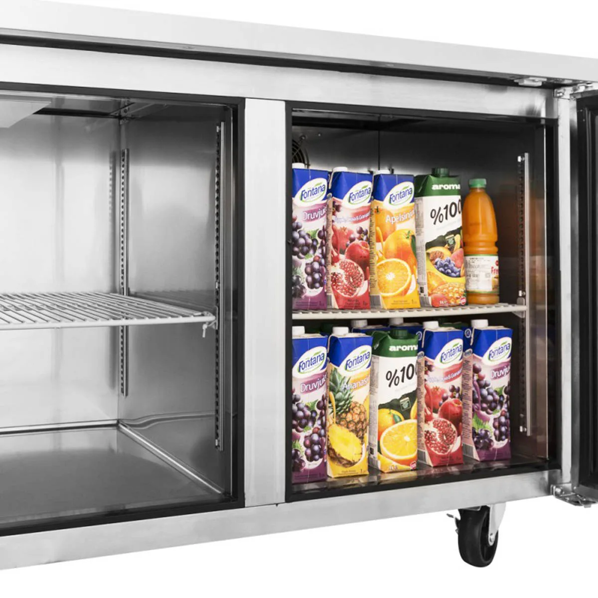 Turbo Air JURF-60-N 59" 2-Door Undercounter Refrigerator Freezer, R 6.28 - F 6.89 cu. ft. - Dual Temp