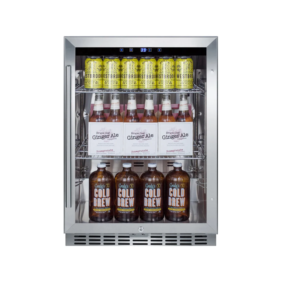 Summit SCR611GLOS 24" Outdoor Countertop Glass Door Refrigerator, Stainless Steel, 5.0 cu. ft.