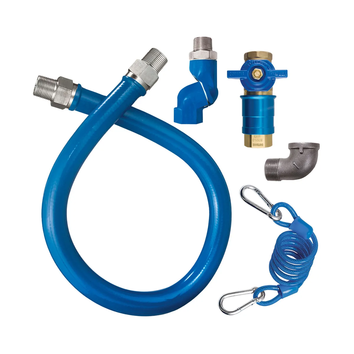 Dormont 16100KITCFS48 Safety Quik 48" Gas Connector Kit, Swivel MAX, Elbow, Restraining Cable, 1 Dia
