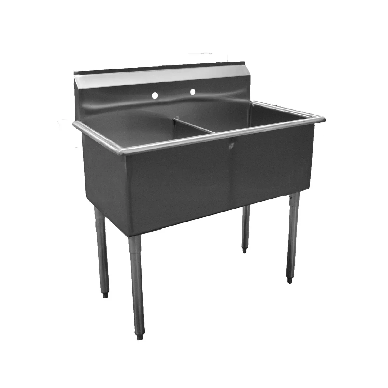 Serv-Ware BS2-1821 39" Two Compartment Sink, 18"W x 21"L Bowl Without Drainboard