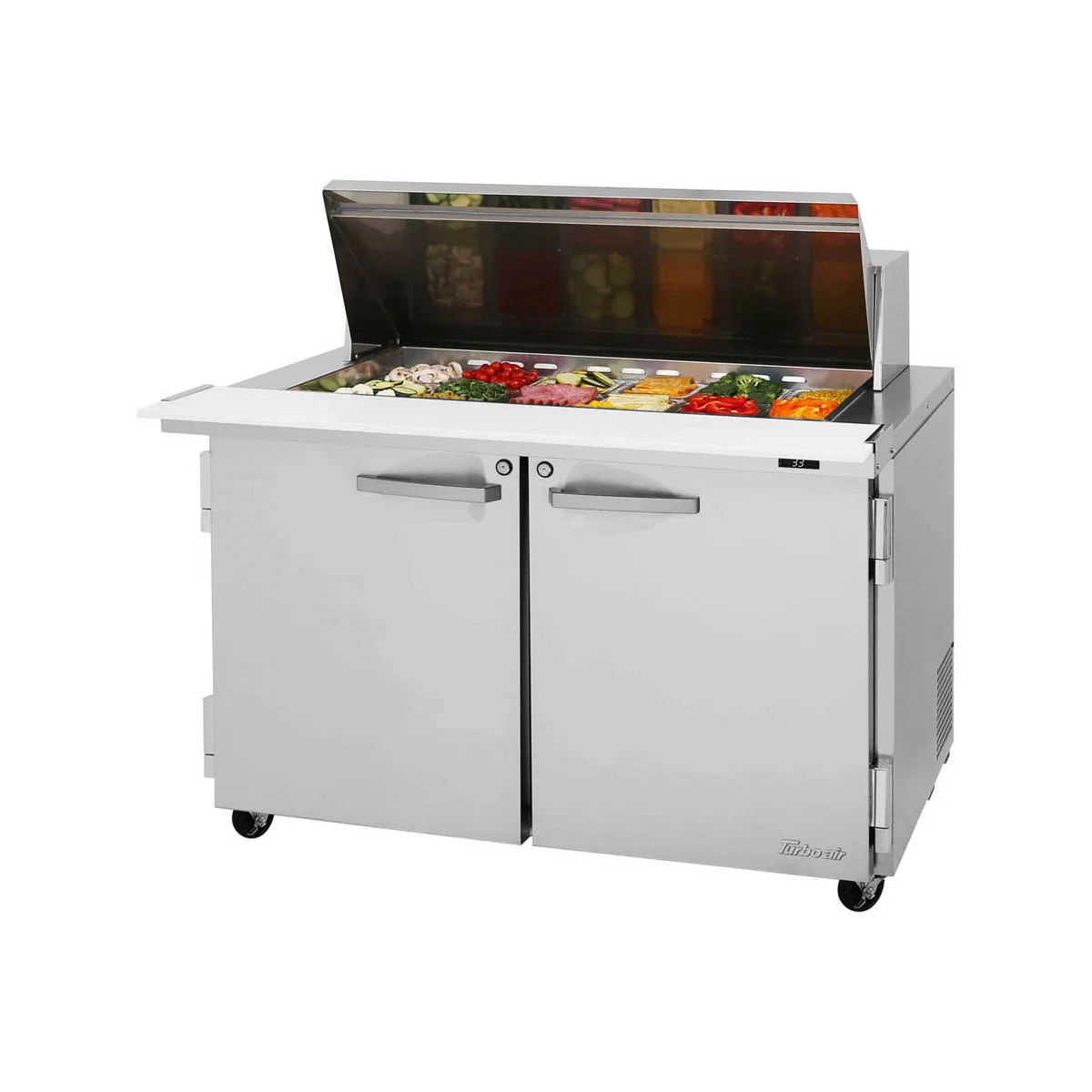 Turbo Air PST-48-18-N 48" Mega Top Sandwich/Salad Prep Table w/ 2 Doors, 18 Pans