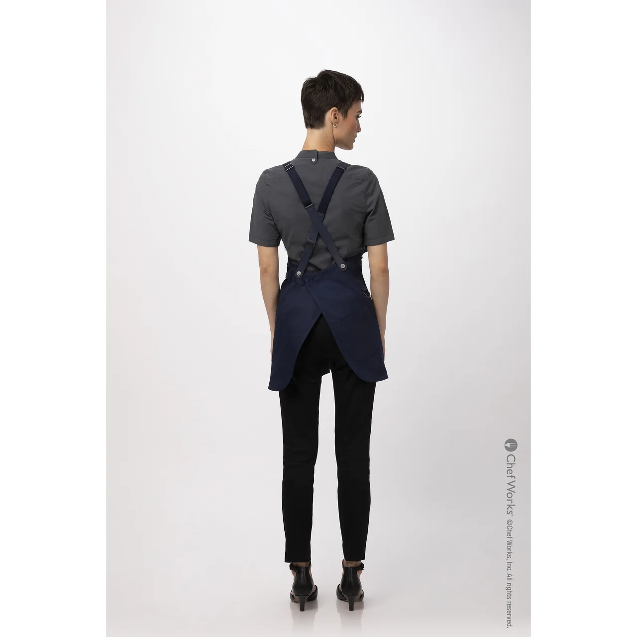 Chef Works ABN01W-DNA-0 Bib Apron, 25"L x 38"W, Dark Navy, Adjustable Neck Strap, Poly/Cotton