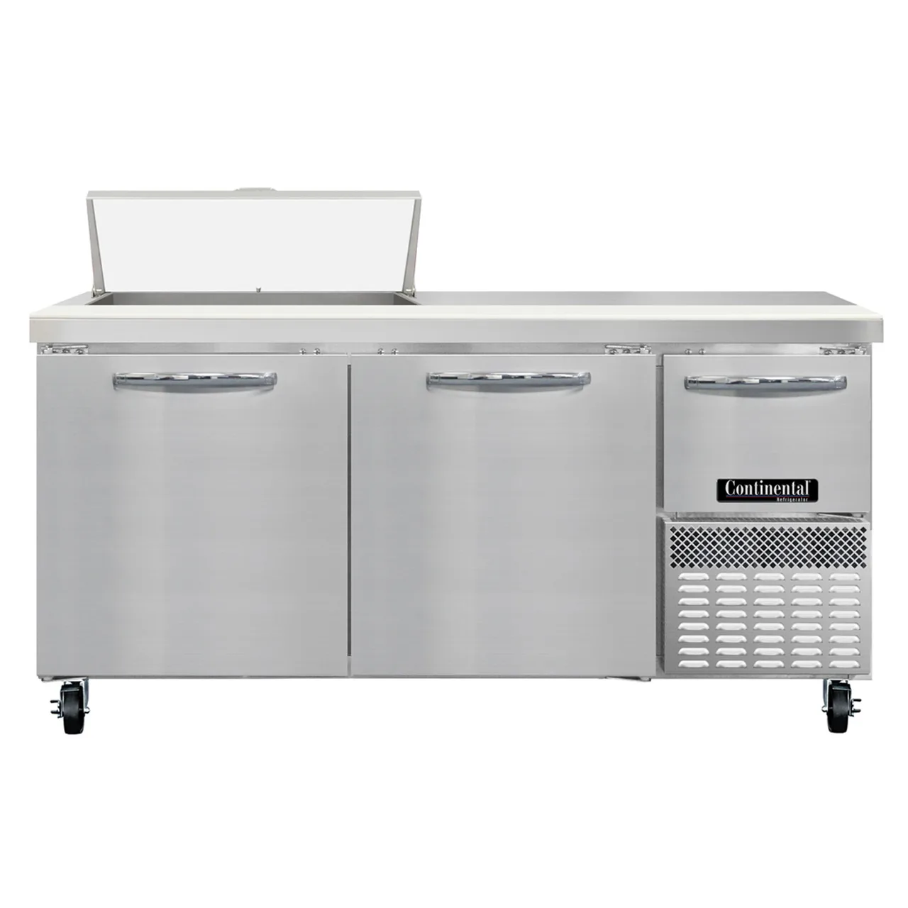 Continental Refrigerator RA68SN8 68" 3-Door Sandwich and Salad Prep Table, 8 Pans, Stainless Steel