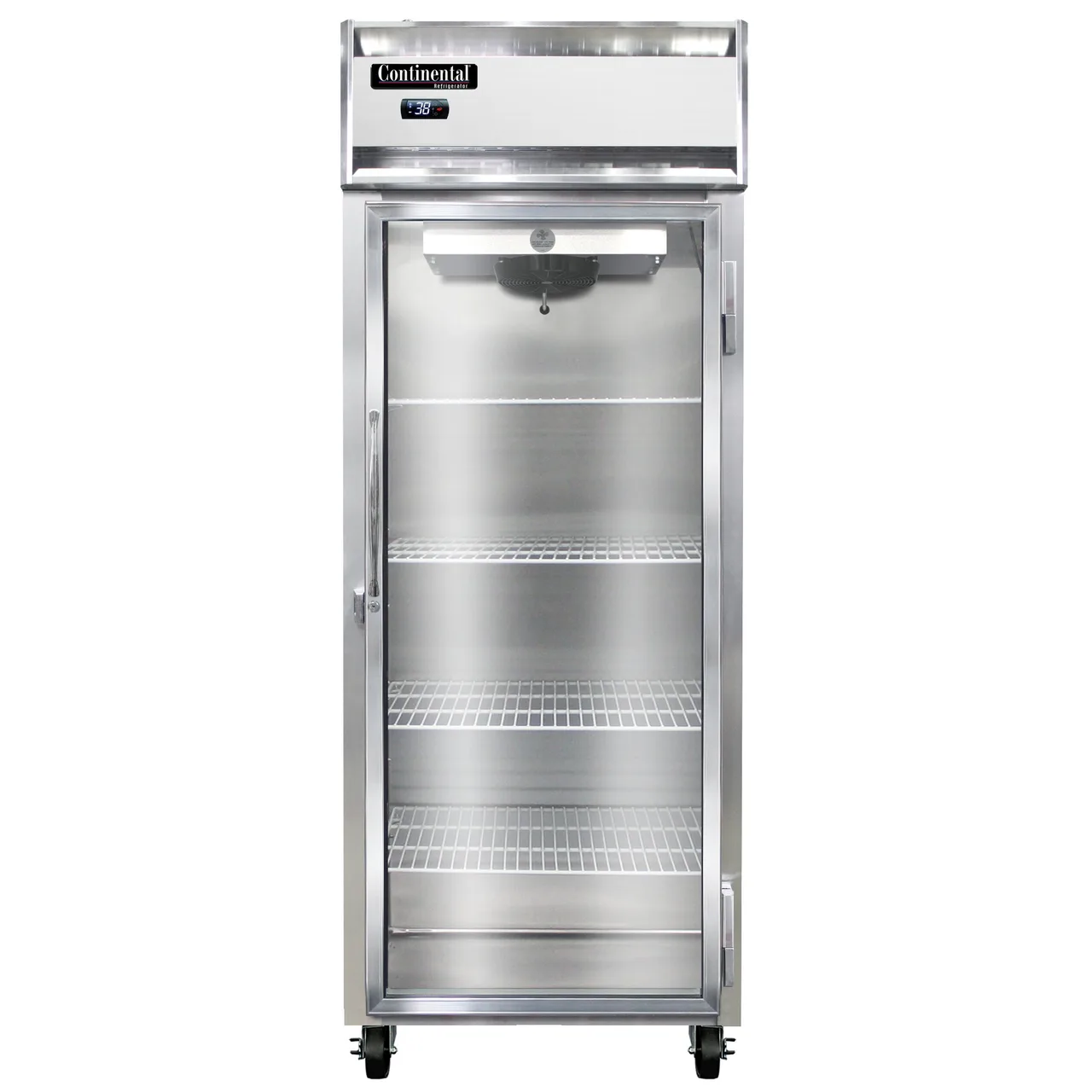 Continental Refrigerator 1RENGD 28.5" 1-Section Reach-In Refrigerator w/ Glass Door, Stainless Steel Front Aluminum Exterior, 21 cu. ft.