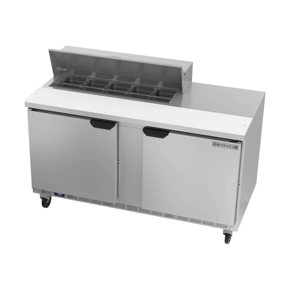 Beverage Air SPE60HC-10 60" Two Section Sandwich/Salad Prep Table w/ 2 Doors, 10 pans, 16 cu. ft.