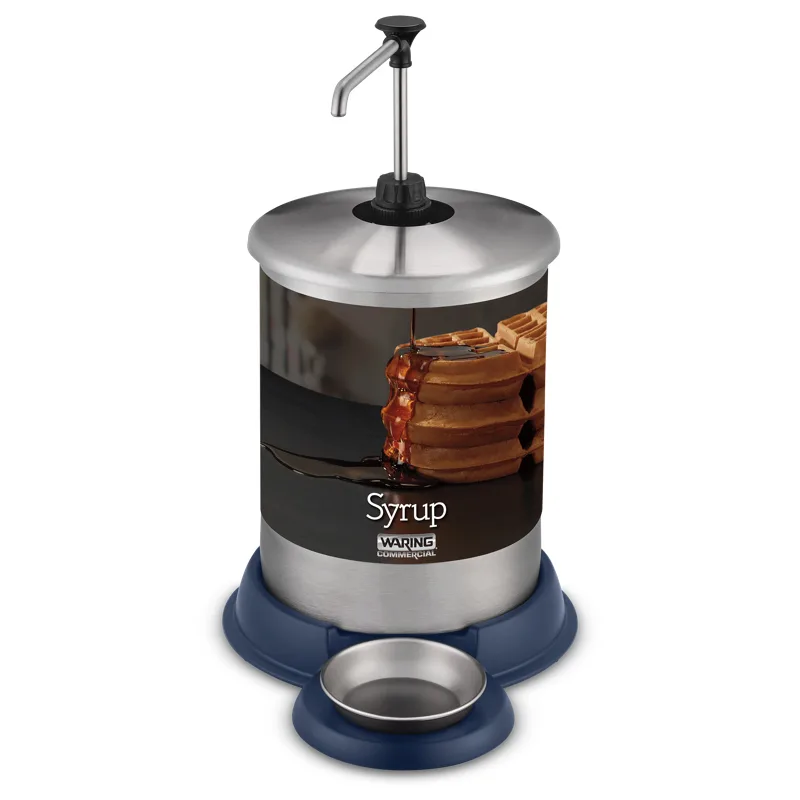 Waring WSD1G Syrup Dispenser, 1‑Gallon Countertop, Stainless Base with Handle, Dishwasher Safe