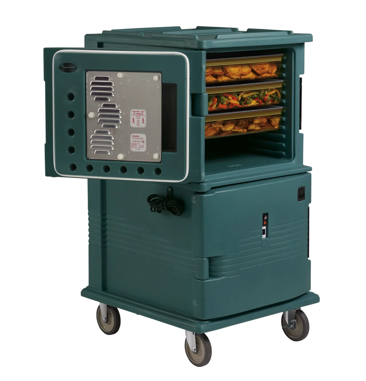 Cambro UPCHT1600192 "Full Height" 1-Section 1-Door Heated Holding Cabinet, 28"W x 33"D x 54"H, Granite Green, 24 GN 1/1 Pan Capacity, ENERGY STAR