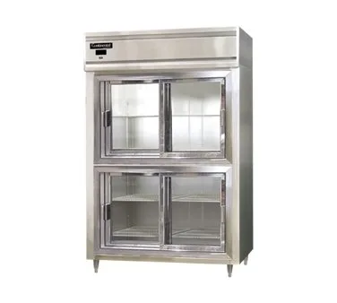 Continental Refrigerator D2RNSSSGDHD 52" 2-Section Reach-In Refrigerator w/ 4 Sliding Half Glass Doors, All Stainless Steel, 50 cu. ft.