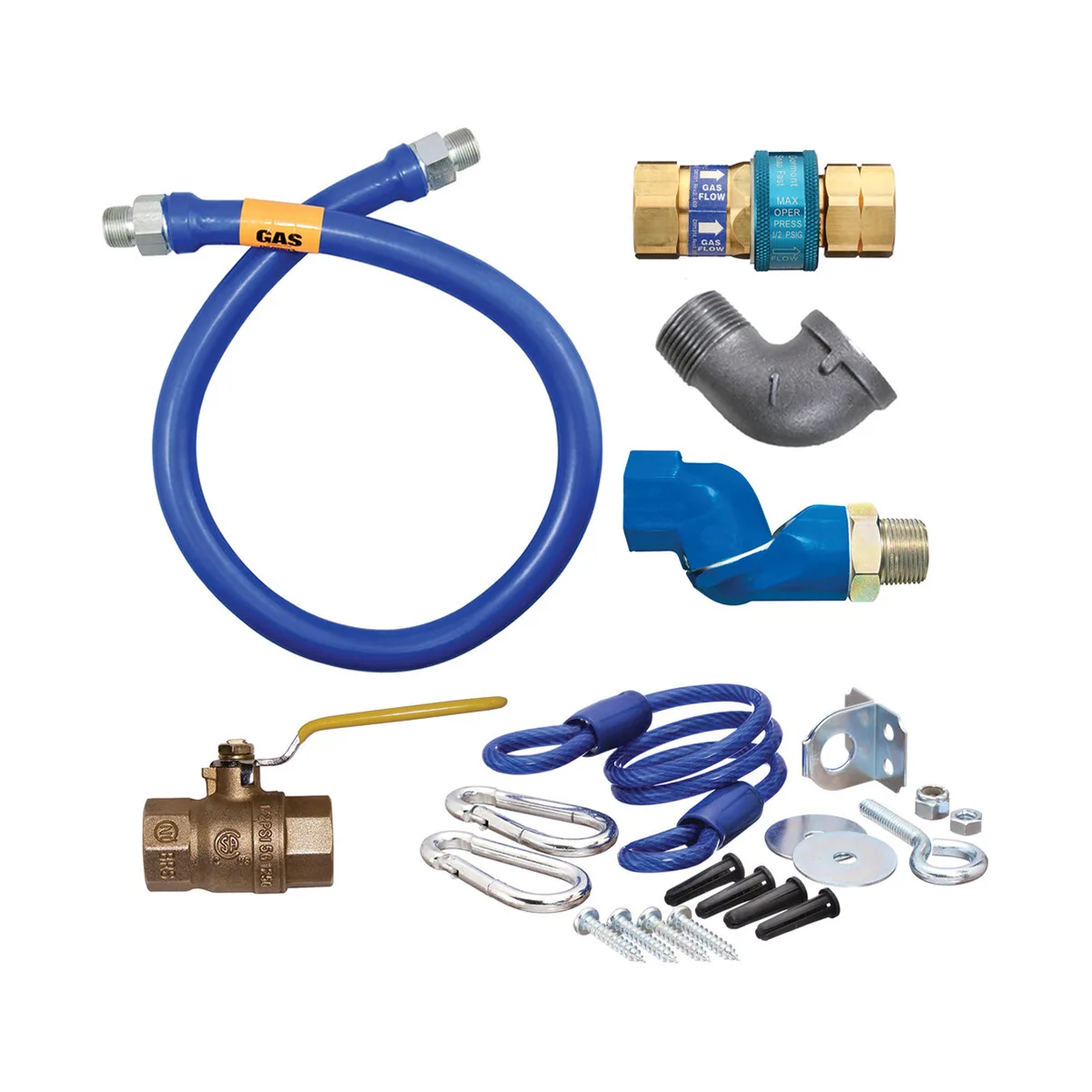 Dormont 16125KITS48 Deluxe SnapFast 48" Gas Connector Kit, Swivel MAX, Elbow, Restraining Cable