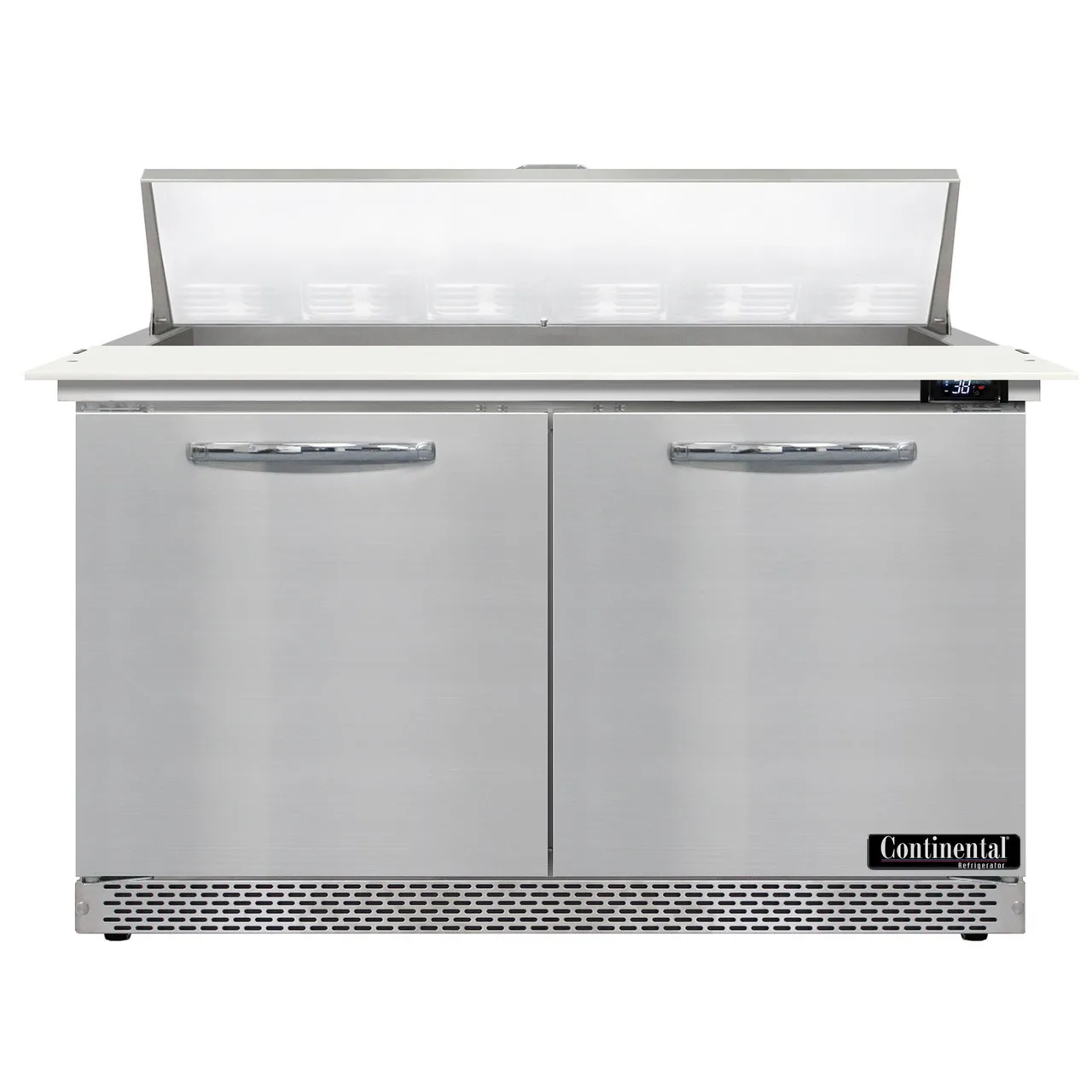 Continental Refrigerator D48N12C-FB 48" Two Section Sandwich / Salad Prep Table w/ 2 Doors, 12 Pans