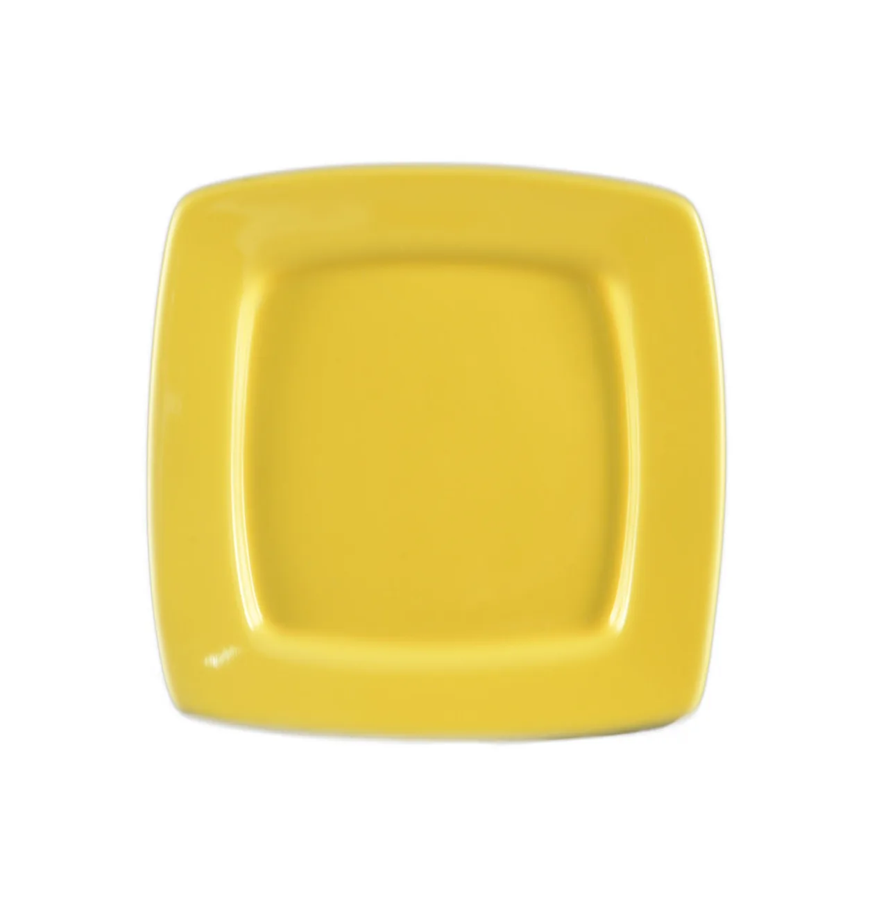 CAC China R-S6Q-Y Clinton Square Plate 6-7/8" x 6-7/8" x 1/2" Ceramic Yellow - Dozen