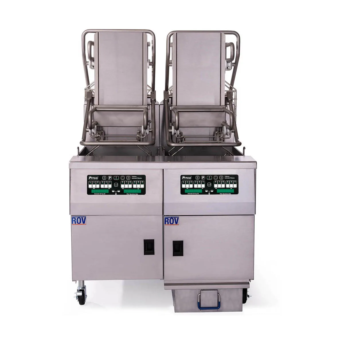Pitco SELVRF-2/FD Multiple Battery Electric Floor Fryer w/ (2) 76-Lb. Vats, Computer Controls