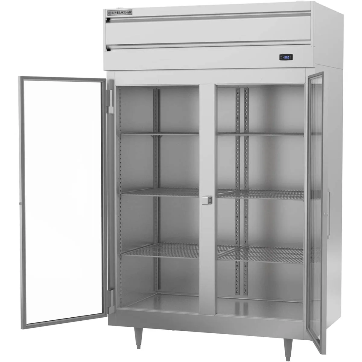 Beverage Air PF2HC-1BG 52" Two Section Reach-In Freezer w/ 2 Glass Doors, Aluminum Interior, 45 cu. ft.