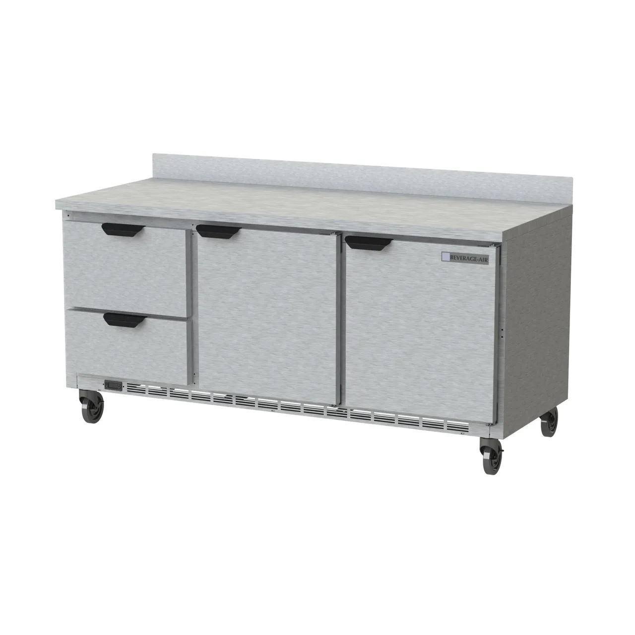 Beverage Air WTRD72AHC-2 72" 3-Section Worktop Refrigerator w/ 2 Drawers & 2 Doors, 18 cu. ft.