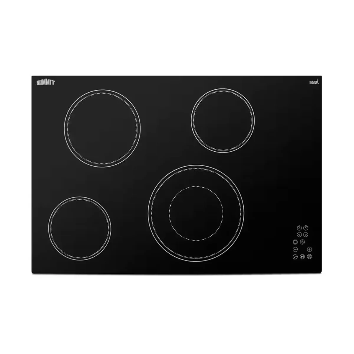 Summit CR4B30T11B 30" Electric Radiant Cooktop w/ (4) Burners, Black Ceramic Glass, Digital Controls, 6.7 kW, 240v