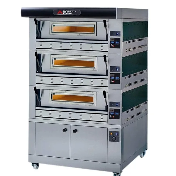 Moretti Forni P110G B3 44" Gas Pizza Deck Oven, 3‑Deck Brick, 44"×7" Chambers, 296.856 BTU,