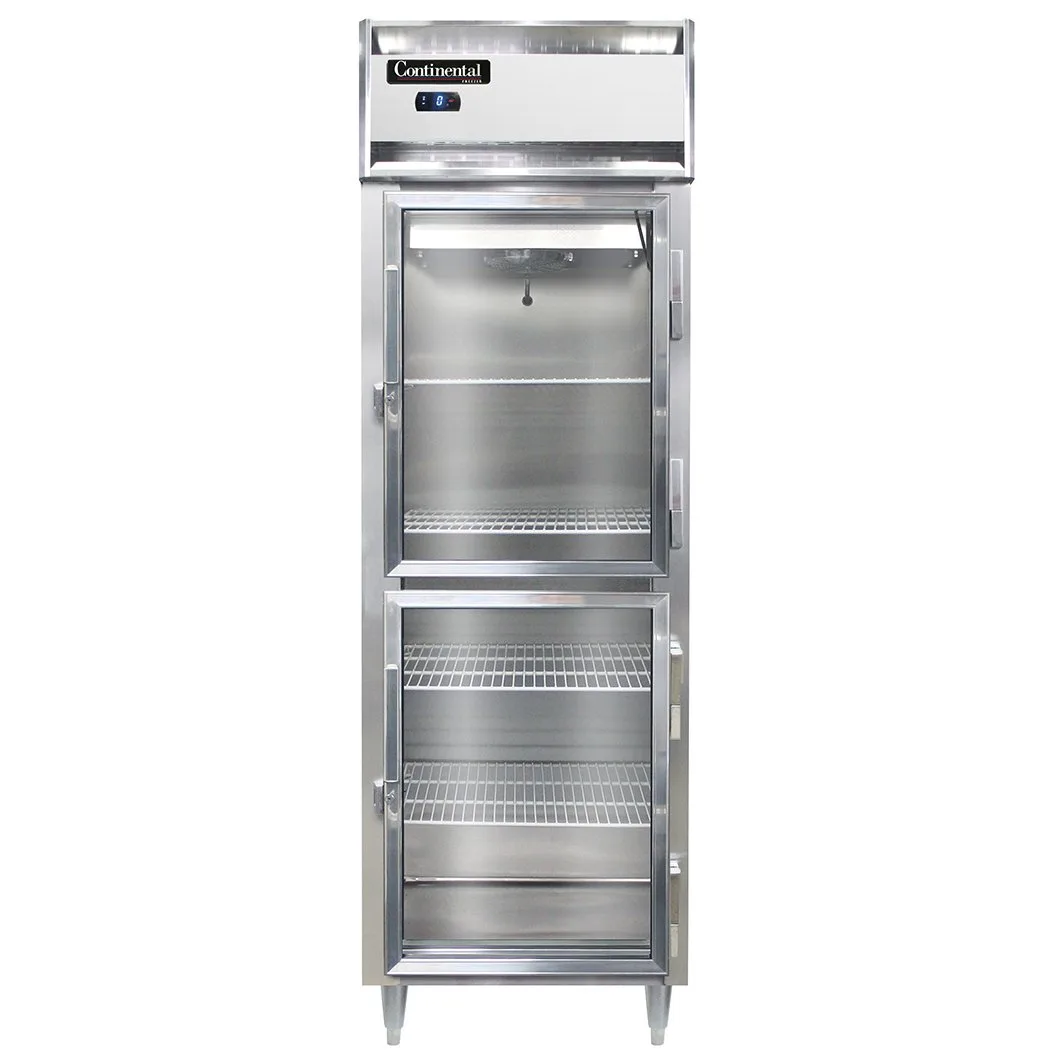 Continental Refrigerator D1FSNGDHD 26" 1-Section Reach-In Freezer, 2 Half Glass Doors, Top Mounted, 16 cu. ft.