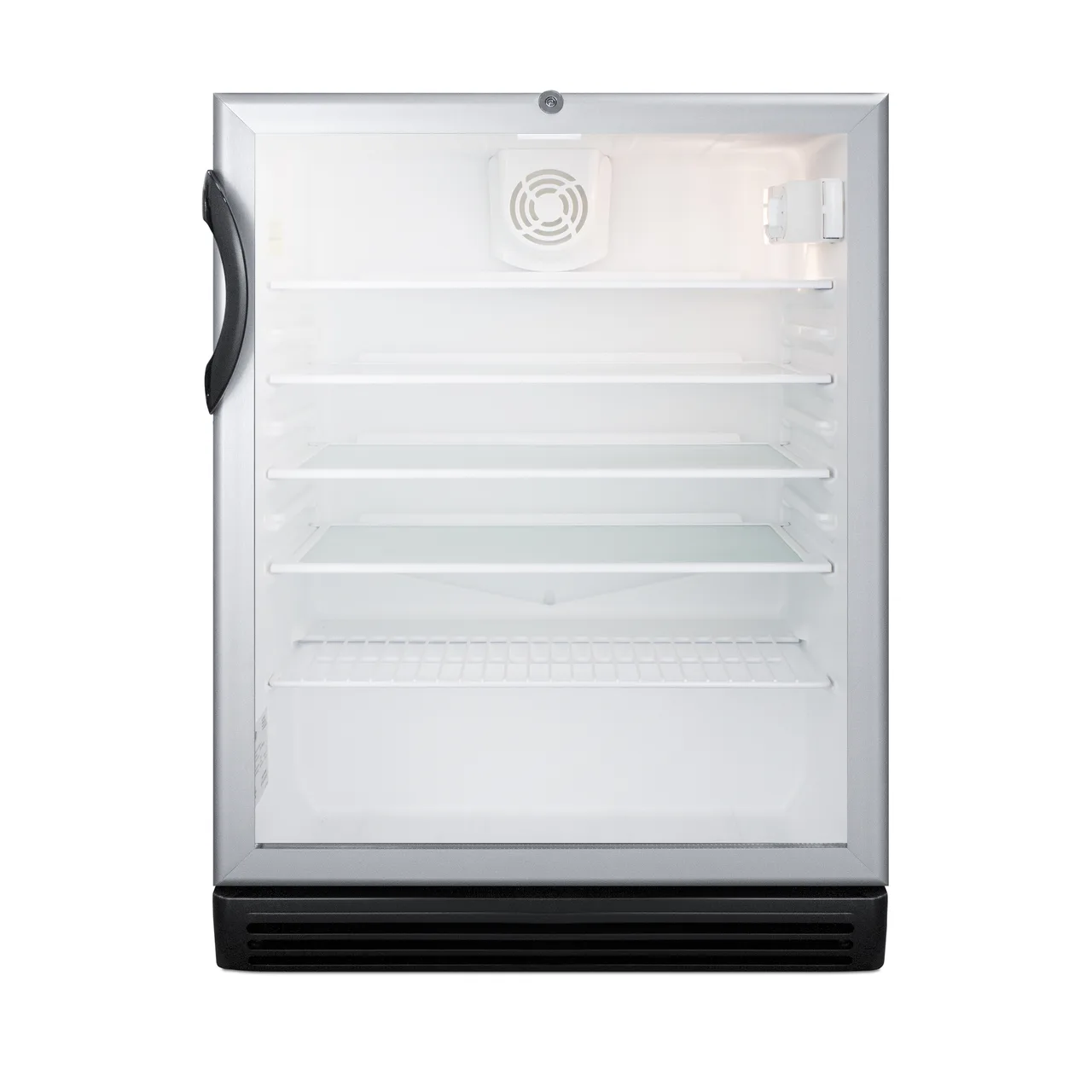 Summit SCR600BGLADA - 5.5 cu ft Reach‑In Merchandiser Refrigerator, Black Glass Door, R600a, ADA
