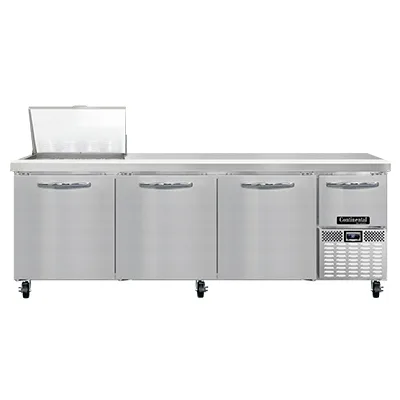 Continental Refrigerator RA93N12M 93" Mega Top Sandwich Prep Table w/ 4 Doors, 12 pans