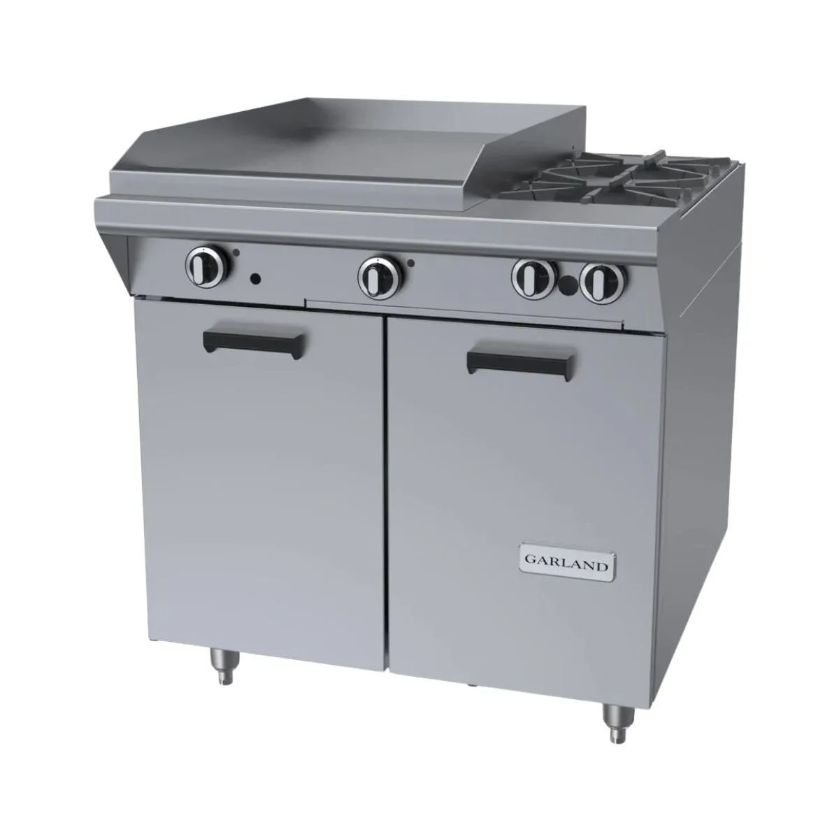 Garland US Range M47-23S 34" Gas Heavy Duty Range w/ (2) Open Burners, 23" Griddle Left, (1) Cabinet Base, 114.000 BTU