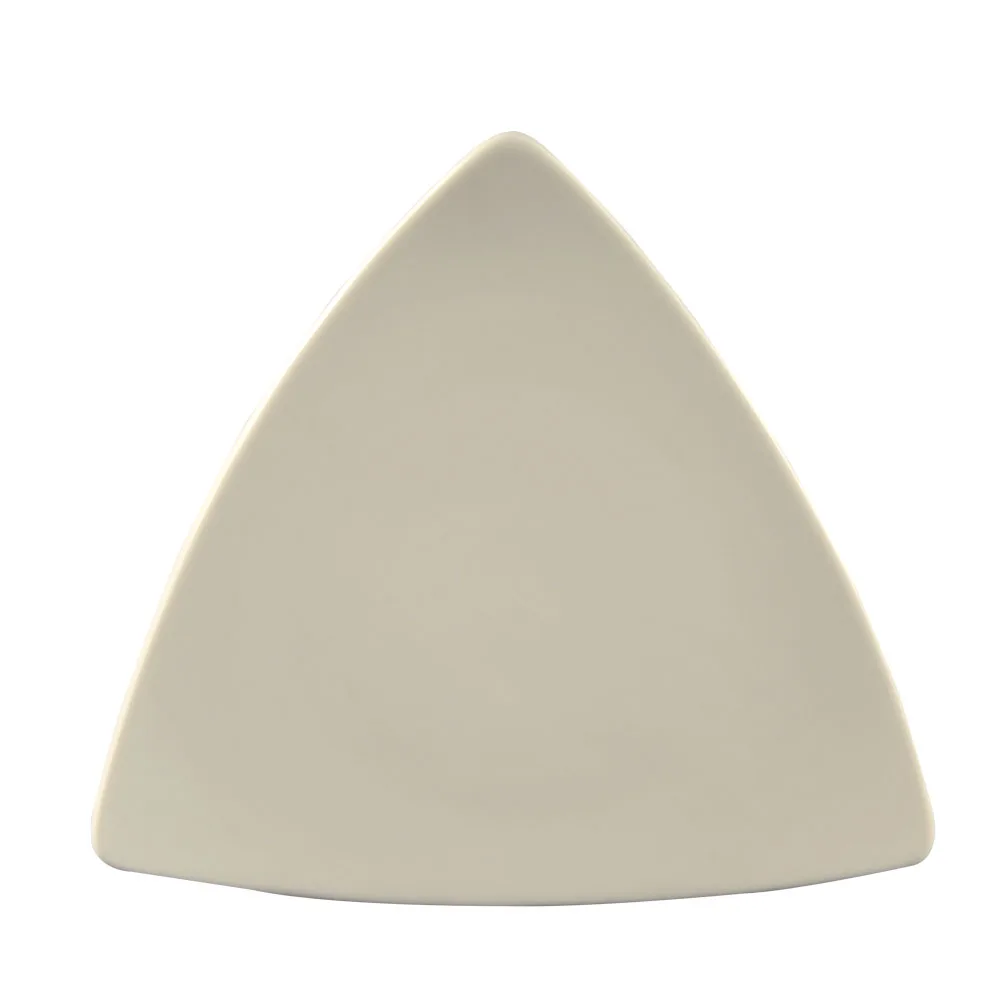 CAC China TRG-7 Festiware Triangular Plate 7" x 7" x 3/4" Porcelain Super White - Dozen