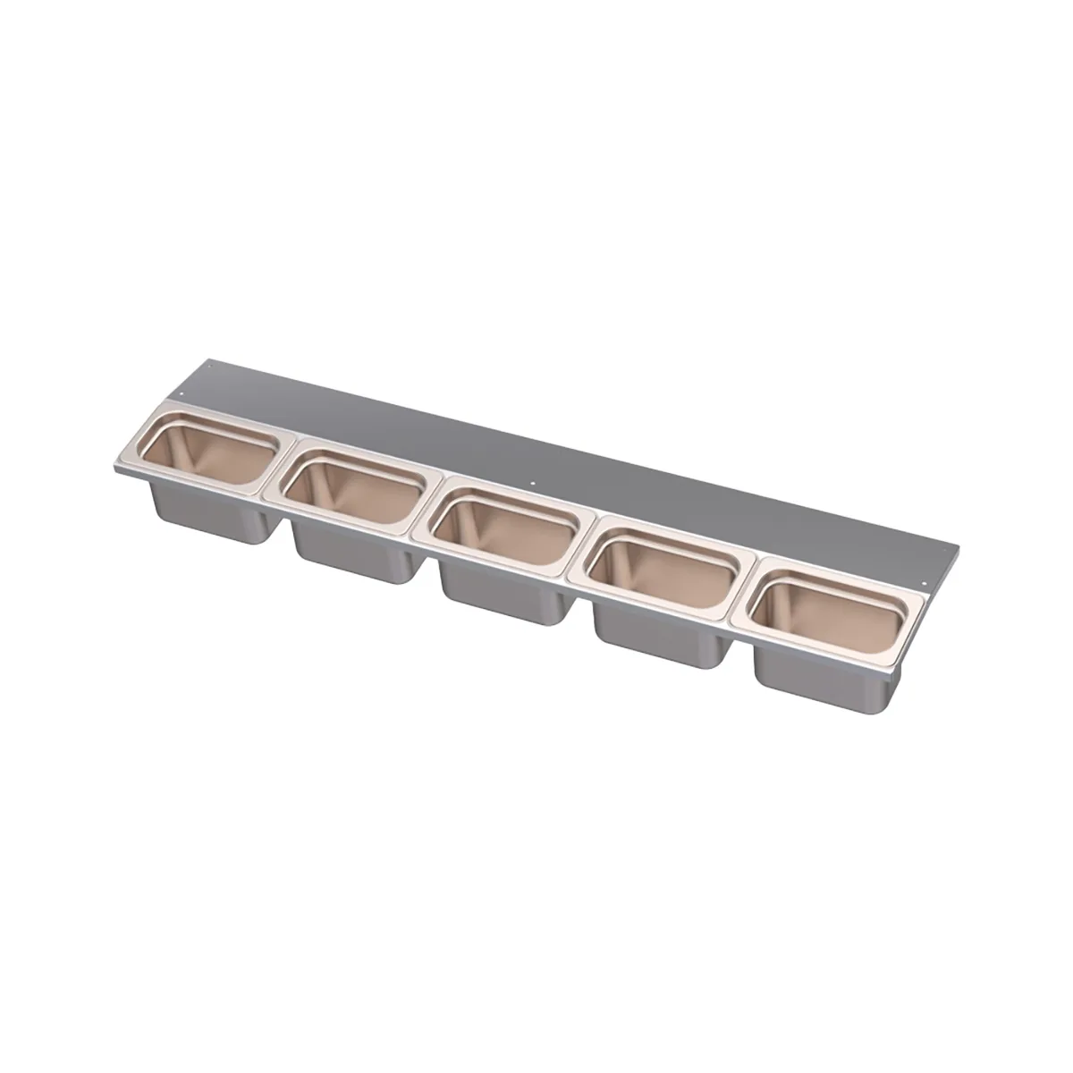 Krowne KR-UMGT-5 35" Garnish Tray with Five Stainless Steel Condiment Cups, NSF